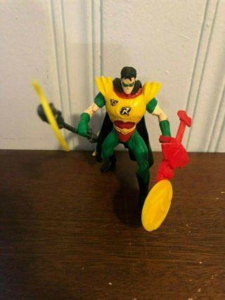 Dc Kenner Total Justice Robin W/ Disc Launcher,  Armor,  Cape And Staff Batman Jla