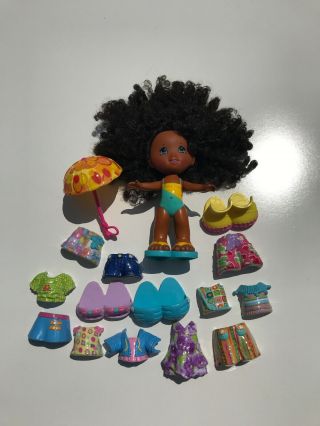 Vtg Fisher Price Snap N Style Themina Doll Outfits Black Curly Hair Shoes Dress