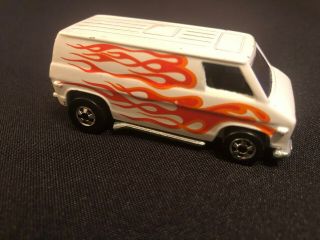 1974 Hot Wheels Chevy Van White With Red Flames Vintage Diecast Hong Kong