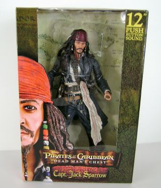 Disney Neca Johnny Depp Captain Jack Sparrow Talking Figure - 12 " Tall 2004