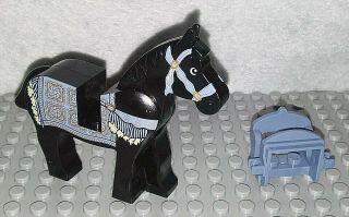 Lego Black Horse Prince Of Persia With Black And White Eyes And Saddle