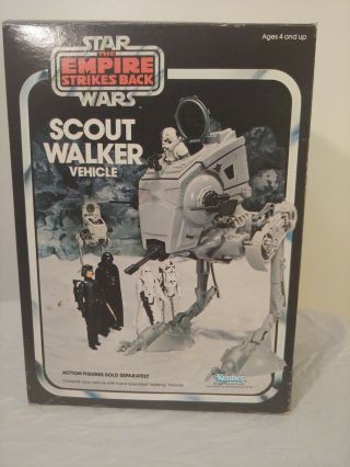 Star Wars 1982 Esb Scout Walker At - St W/ Box W/revenge Of The Jedi Brochure