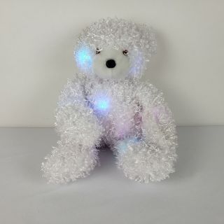 Glo - E Color Kinetics White Teddy Bear Curly Fur Color Changing 15 " Plush Cepia