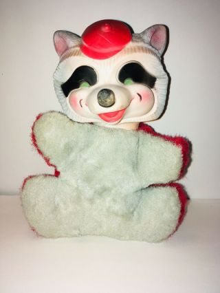 Vintage Raccoon Doll Rubber Face Plush Stuffed Animal Signed My Toy