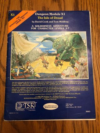 Rare True 1st Print The Isle Of Dread Adv Dungeons & Dragons Module X1 1980
