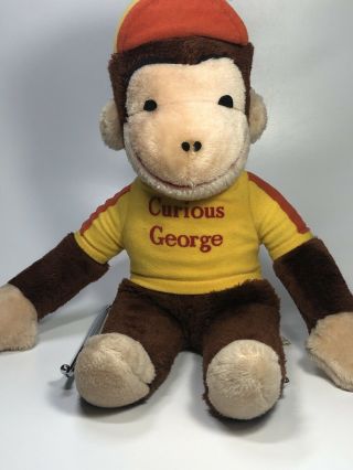 Vintage Knickerbocker 18”curious George Plush Stuffed Animal Monkey Yellow Shirt