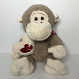 Dan Dee Monkey Stuffed Animal Plush Valentines Heart 15 " Tall Sitting