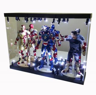 Mb - 3 Acrylic Display Case Led Light Box For Three 12 " 1/6 Scale Iron Man Figure