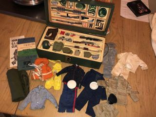 Vintage Gi Joe Foot Locker Full Of Clothes 1964 Navy Army Air Accessories