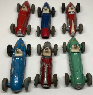 Vintage Dinky Toys (6) Race Cars Ferrari Alfa - Romeo Maserati H.  W.  M.  Cooper - Brist