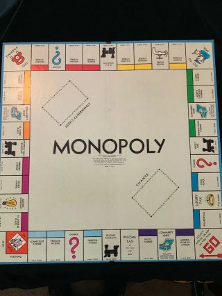Vtg Parker Brothers Monopoly Game Board Only 1961