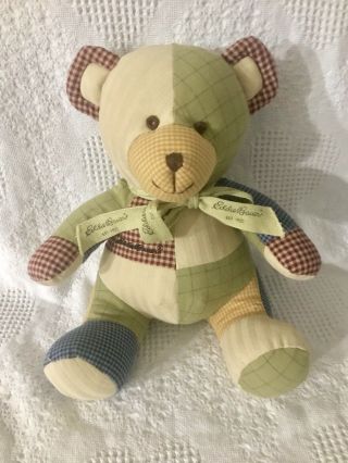 Eddie Bauer Patchwork Quilt Teddy Bear 1920 Plush Stuffed Soft Toy