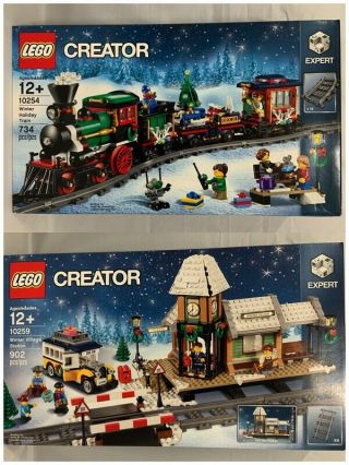 Lego Creator Winter Holiday Train 10254 & Winter Village Station 10259 Nib