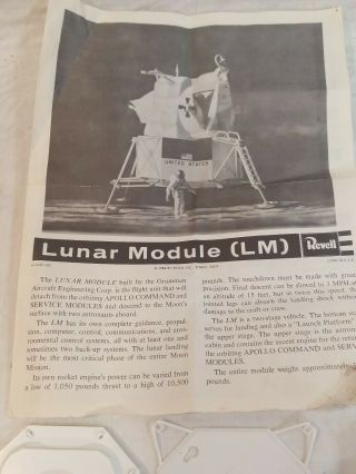 Revell H - 1842 - 380 Lunar Module Lm Model Kit - No Box - Unbuilt