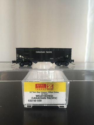 Z Scale Micro Trains Mtl 53350030 Weathered Canadian Pacific Cp 354025 W/ Coal