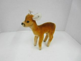 Vintage Steiff Mohair Buck Deer W/button On Ear 10 3/4 " Tall Antlers Missing One
