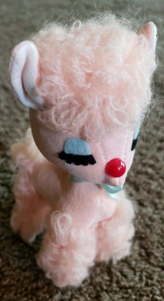 Rare Vintage Old Toy Dakin Dream Pet Japan Plush Pink Furry Poodle Dog Red Nose
