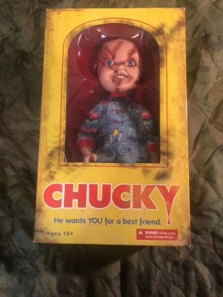 Mezco 15 inch Chucky Doll Bride of Chucky Scarred Face with Knife 3