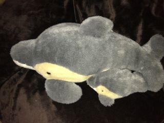 Jumbo Giant Gray Dolphin Plush Stuffed Animal Mother Baby Goffa International 6