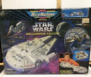 Star Wars 1995 Micro Machines Millenium Falcon W/ 7 Figures Galoob