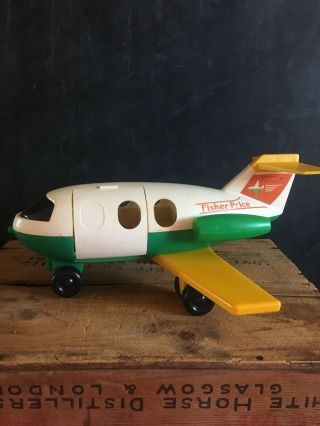 Vintage 1980 Fisher Price Little People Jet Airplane Toy 182 Green Yellow White