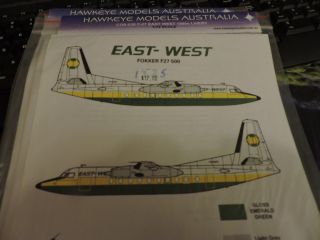 Hawkeye Models 1/72nd Scale East West Fokker F - 27 - 500 Decal Cds 038