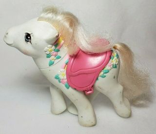 Vintage My Little Pony G1 Flower Bouquet Merry Go Round Carousel With Saddle Mlp