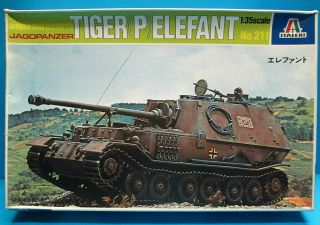 Italeri 211 1/35 Wwii German Tiger {p} Elefant Heavy Sp Gun Tank Model Kit Nib
