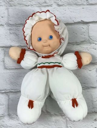 Vtg 11 " Christmas Puffalump Baby Doll Fisher Price White Satin Body Vinyl Face