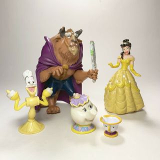 Disney Beauty & The Beast Figure Set | 5 Items | Belle,  Beast,  Chip,  Lumière,