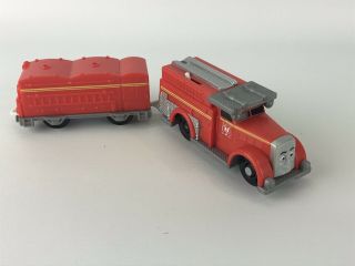 Thomas & Friends Trackmaster Motorized Train Flynn Rescue Fire Engine W/ Car