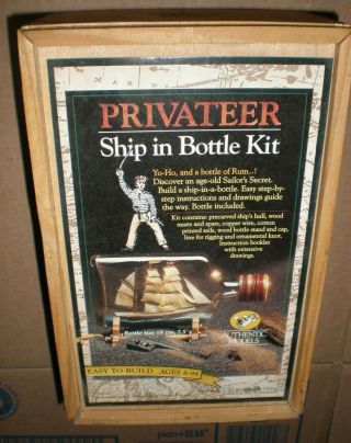 Vintage Privateer Ship In A Bottle Kit,  By Authentic Models - Complete -