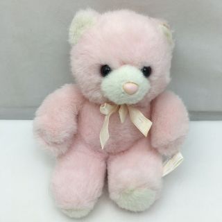 Pink Rattle Teddy Bear White Powderpuffs First & Main Plush 8 " Toy Lovey