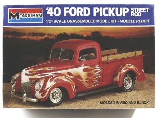 1940 ’40 Ford Pickup Truck Street Rod Monogram 1:24 Scale Model Kit 2720 Opened