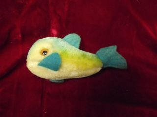 Vintage Steiff Small Blue Flossy The Fish,  No Tag,  5 "