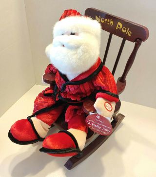 Dan Dee Musical Animated Santa In Rocks In Chair W/tags " Holly Jolly Christmas "