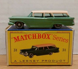 Lesney Matchbox 31 Ford Station Wagon Die - Cast W/ Box 110519dbt