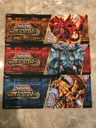 Konami Yugioh Battle Pack 2 War Of The Giants God Card Mini Playmats - All Three