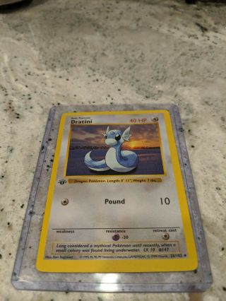 Dratini Pokemon Card,  26/102,  1st Edition,  Shadowless,  Base Set