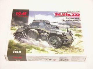 1/48 Icm German Light Armored Vehicle Sd.  Kfz.  222 Tank Plastic Scale Model Kit