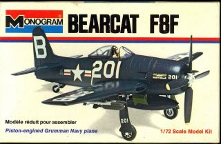 1979 Monogram Models 1/72 Grumman F8f Bearcat Fighter Nmib