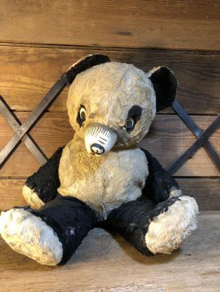 Antique Vintage Teddy Bear Toy Doll Panda Childs Kids Old Stuffed Animal