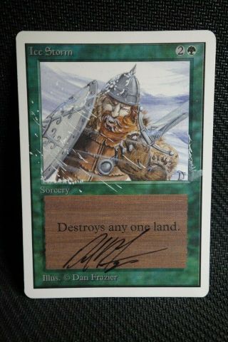 Ice Storm Artist Dan Frazier Signed Altered Unlimited Green Old School Mtg C112