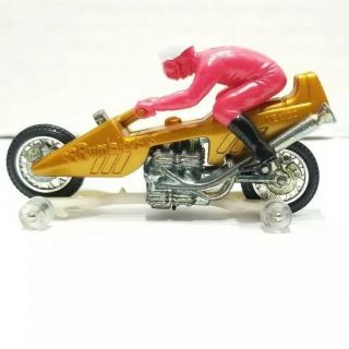 Hot Wheels Rrrumblers 1972 Straight Away - Bronze - Motorcycle W/ Pink 6 Rider