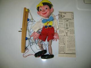 Vtg Pelham Puppets Marlborough Wilts Walt Disney Pinocchio Marionette Toy W/box