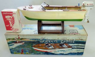 Vintage Aristo Craft Japan Plastic Speed Boat Johnson Motor Toy Battery Operated