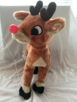 GEMMY Plush Singing RUDOLPH THE RED NOSED REINDEER Light Up Nose Mechanical Head 3
