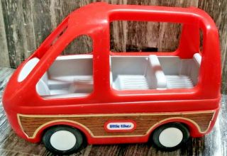 Vintage Little Tikes Family Dollhouse Sized Red Minivan Van Doll House Caravan