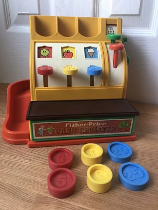 Vintage Fisher Price 1974 926 Cash Register With 6 Coins