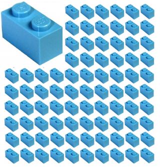 ☀️100x Lego 1x2 Dark Azure Blue Bricks (id 3004) Bulk Parts Friends Sky